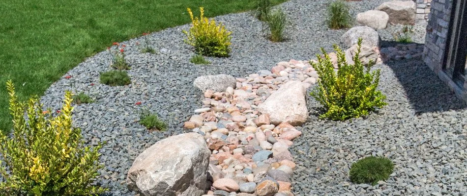 Dry creek bed on a property in Cary, NC.