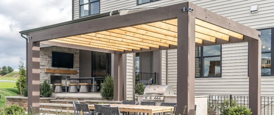 Pergola on the outdoor space of a house in Cary, NC.